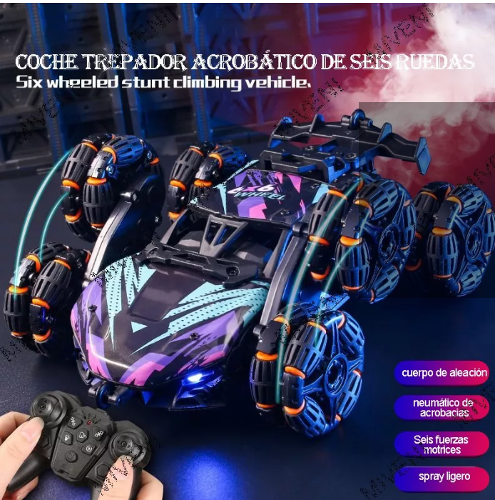 SmokeSixCar: Coche de Acrobacias 4WD para Niños con 6 ruedas