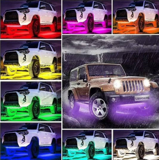 NeoGlow: Kit de Luces LED RGB de 4 Tiras para Chasis de Automóvil