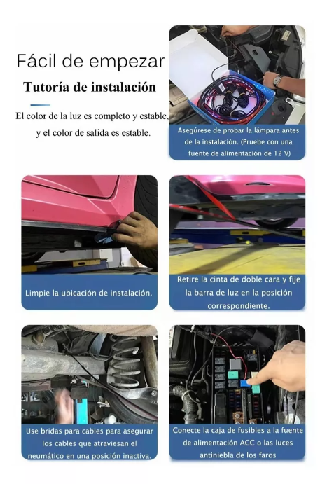 NeoGlow: Kit de Luces LED RGB de 4 Tiras para Chasis de Automóvil