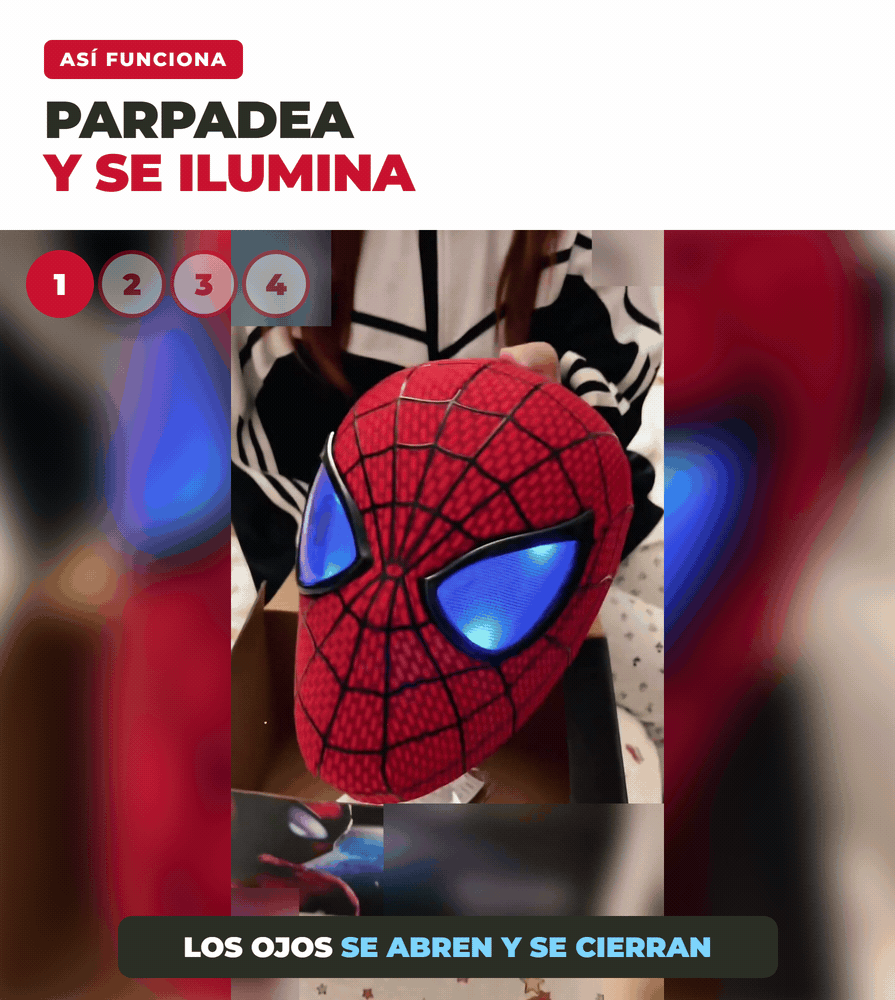 MascaraHeroe ojos que parpadean y luz LED roja y azul