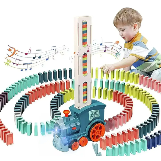 DominoLoco tren dominó con 60 fichas, luz y sonido