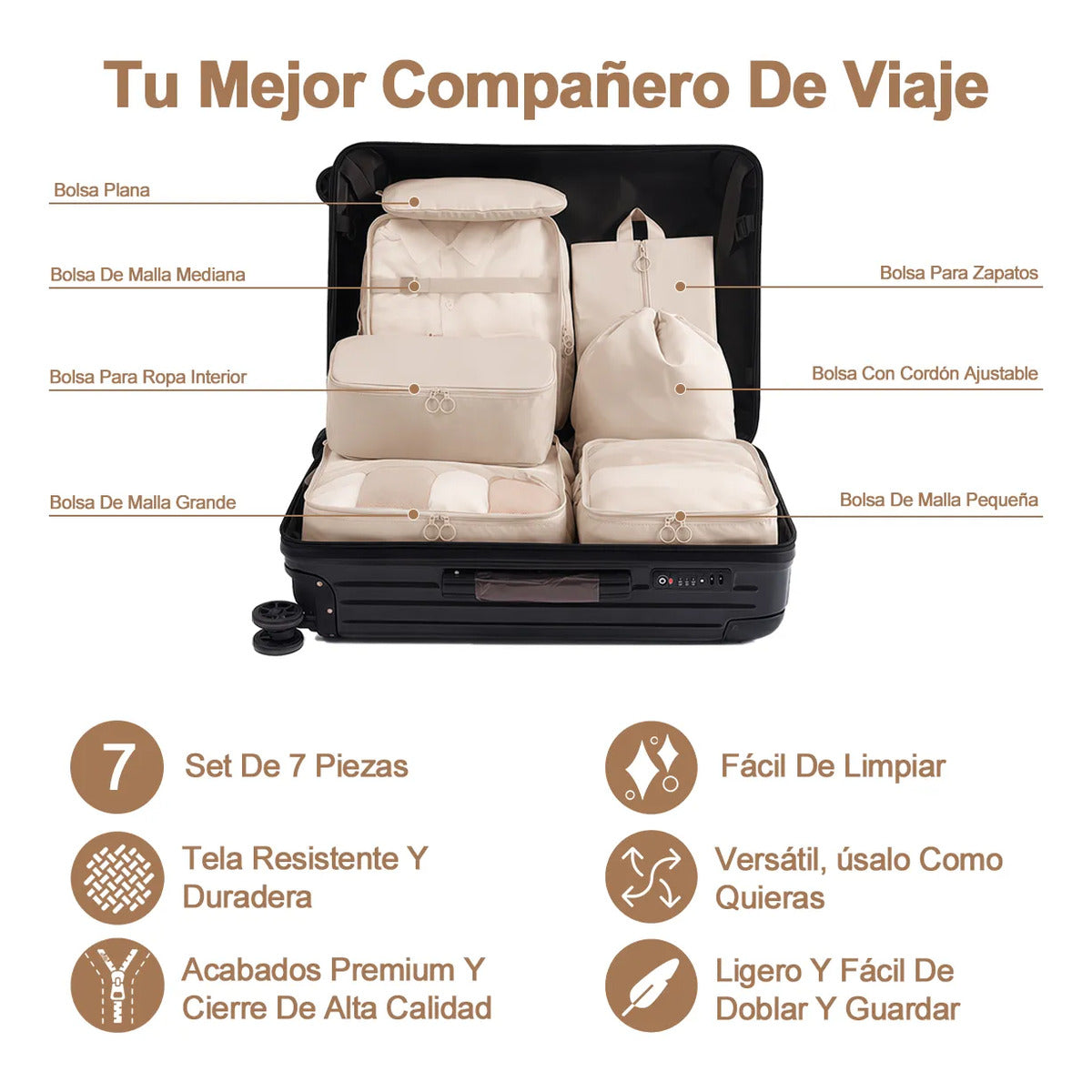 Set de 7 organizadores para maleta
