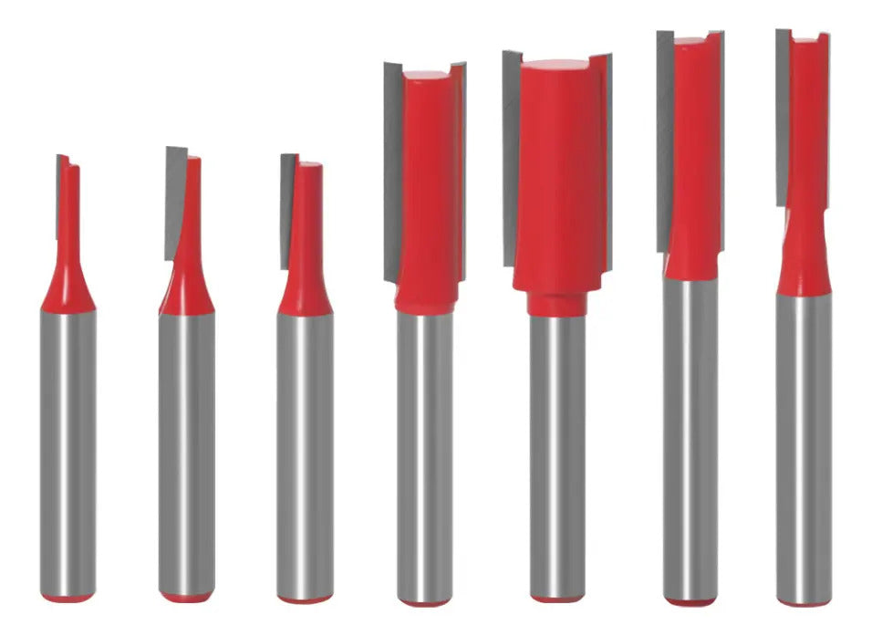 Set de 7 Fresas para Router 1/4" — corte recto para madera