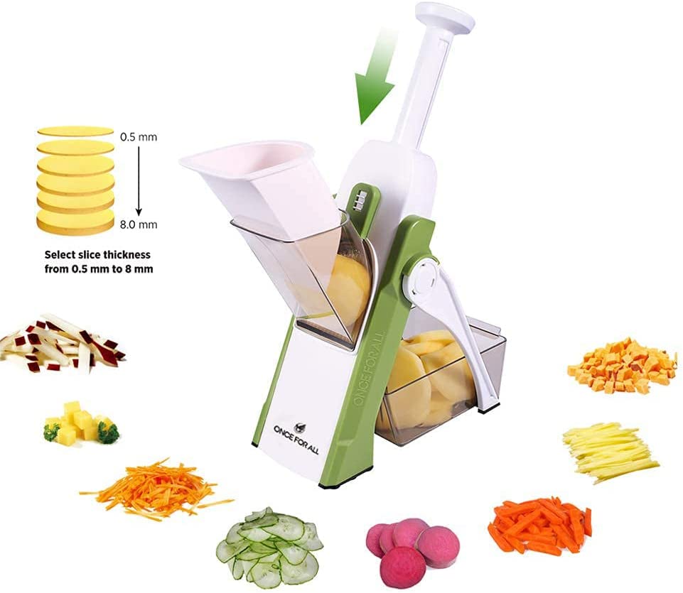 Cortador de mandolina de alimentos, cortador de mandolina ajustable para  cocina, picador de verduras de mandolina de acero inoxidable para