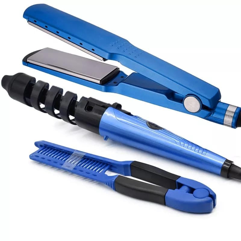 KIT PLANCHA RIZADOR 3 EN 1 TITANIUM